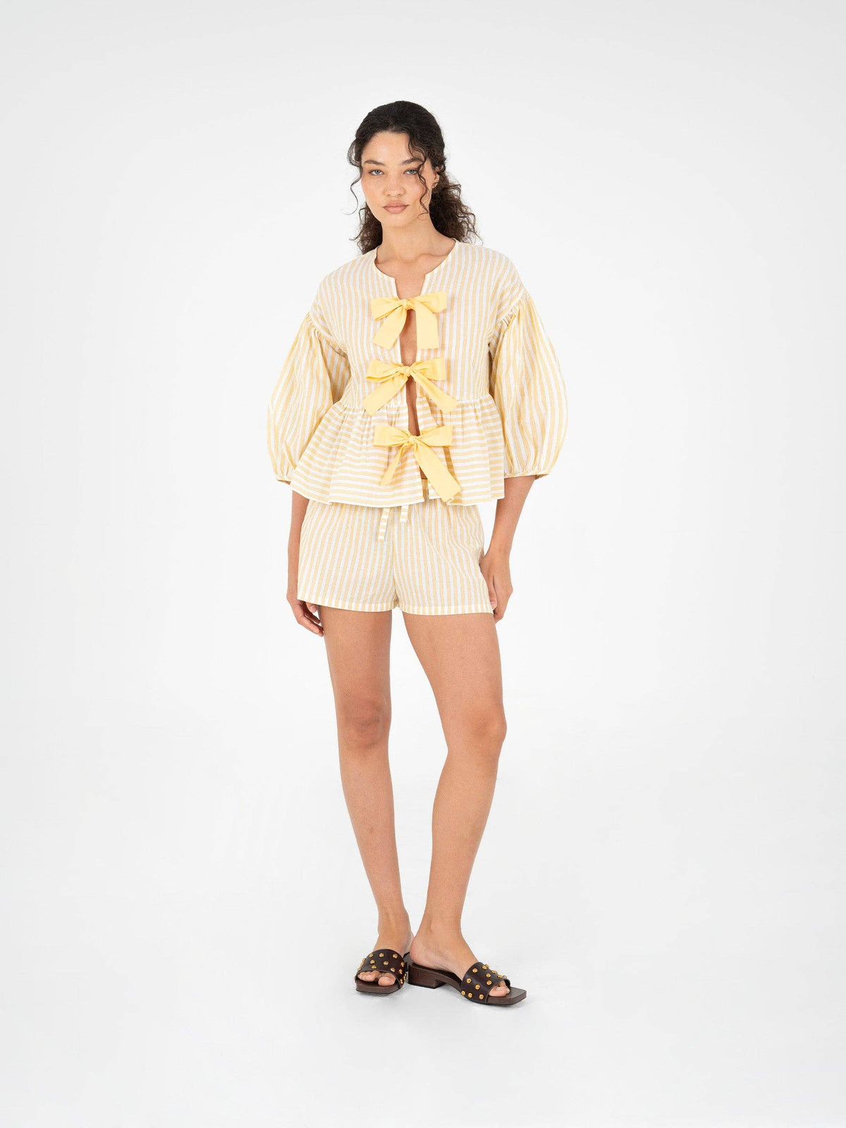 Pantaloncini Spirit a righe gialle in cotone