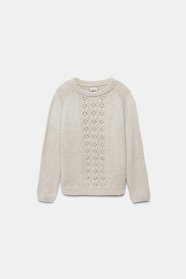 Maglione in maglia strutturata traforata girocollo