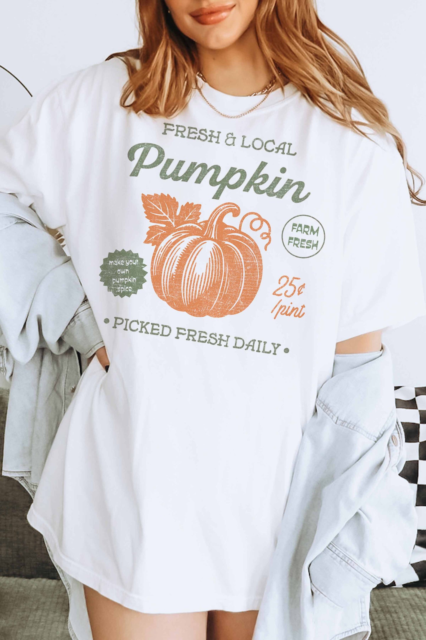 T-shirt oversize con stampa zucca Fresh & Local