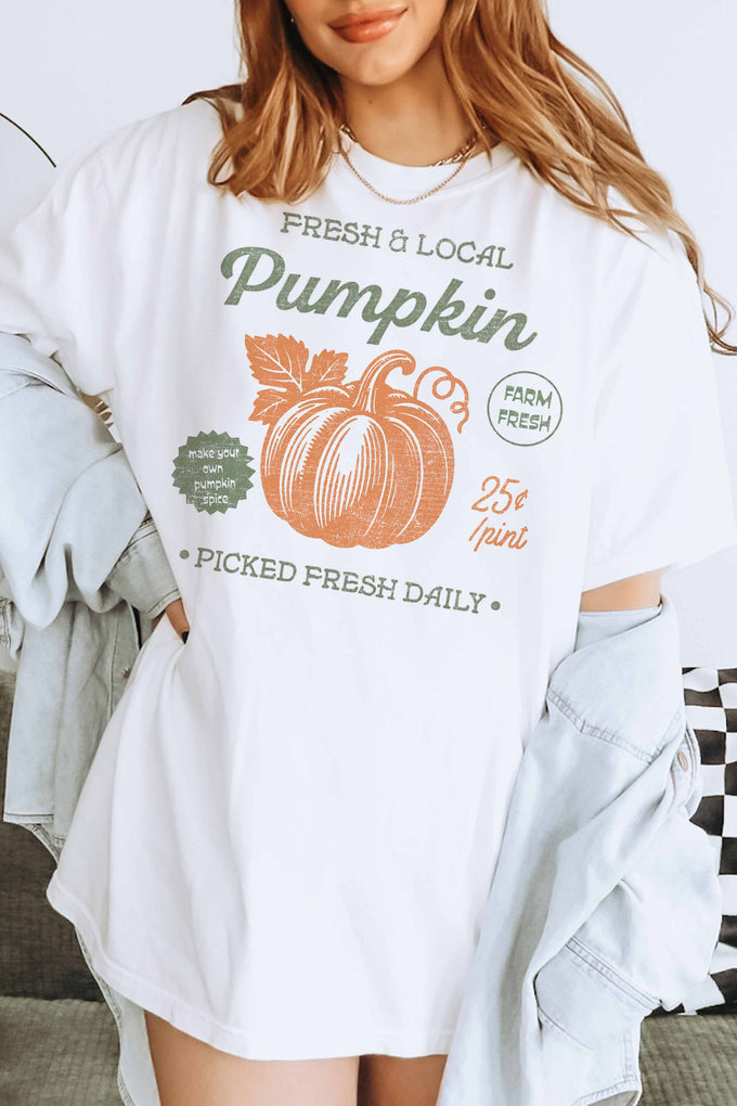 T-shirt oversize con stampa zucca Fresh & Local