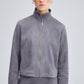 Giacca effetto suede con zip e collo alto