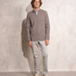 Maglione uomo a trecce con mezza zip