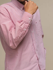 Camicia uomo a righe in cotone misto