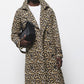 Trench doppiopetto animalier con cintura