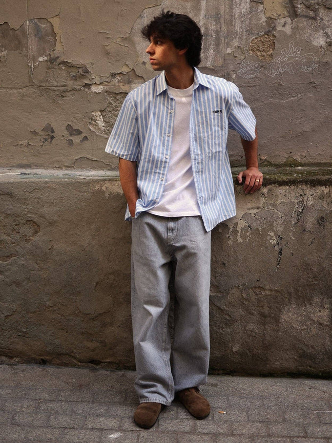 Camicia vintage a righe a maniche corte