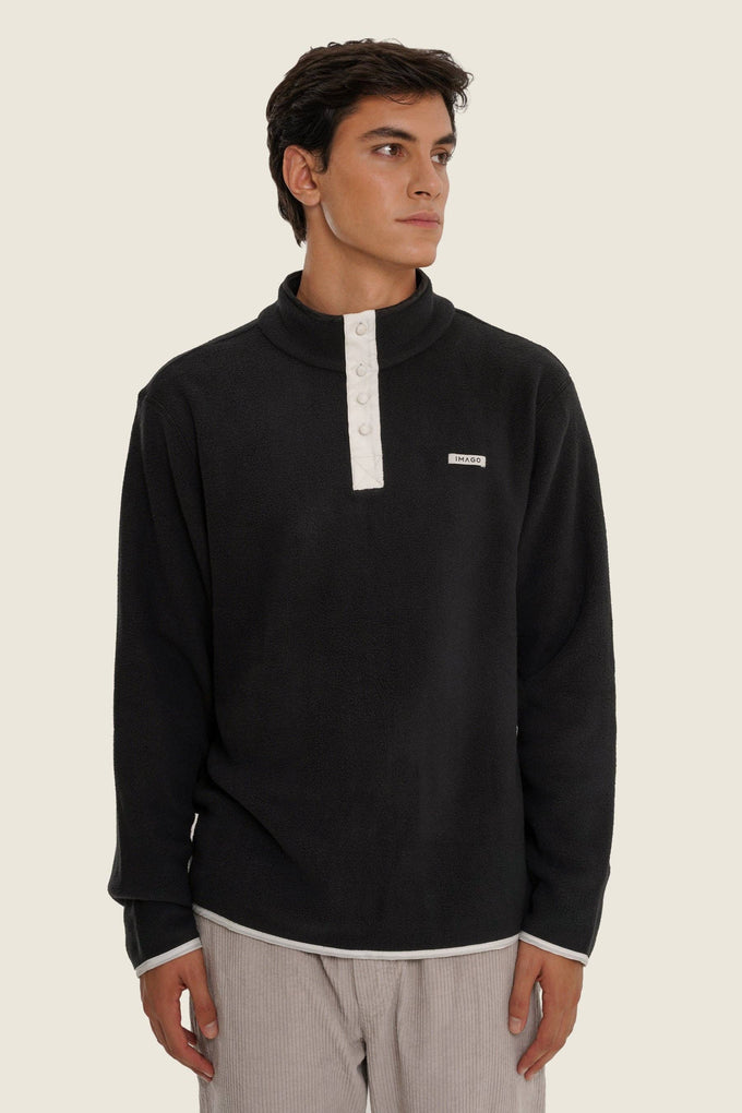 Maglione in pile nero unisex in cotone organico