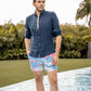 Camicia in lino organico blu navy da uomo