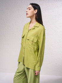 Tunica in misto lino con tasche