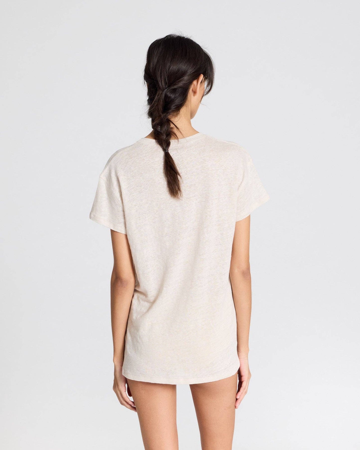 T-shirt in lino Simone grigio antico