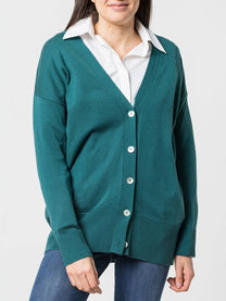 Cardigan lungo con scollo a V e bottoni