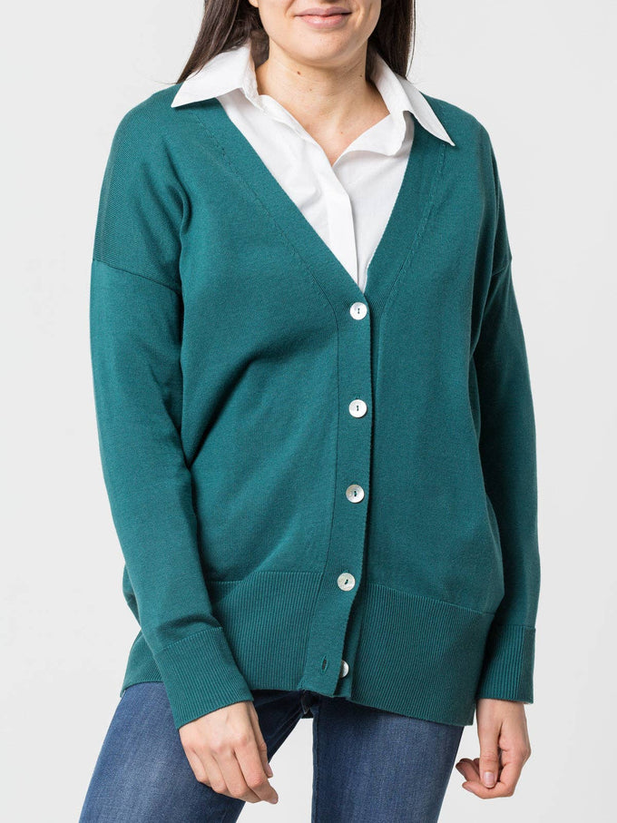Cardigan lungo con scollo a V e bottoni
