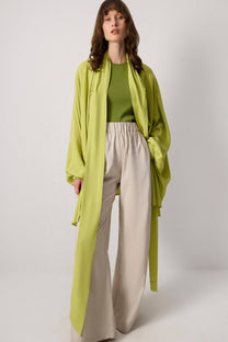 Top kimono in viscosa con collo alto drappeggiato