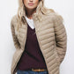 Giacca Piumino Leggera Trapuntata Beige con Collo Alto
