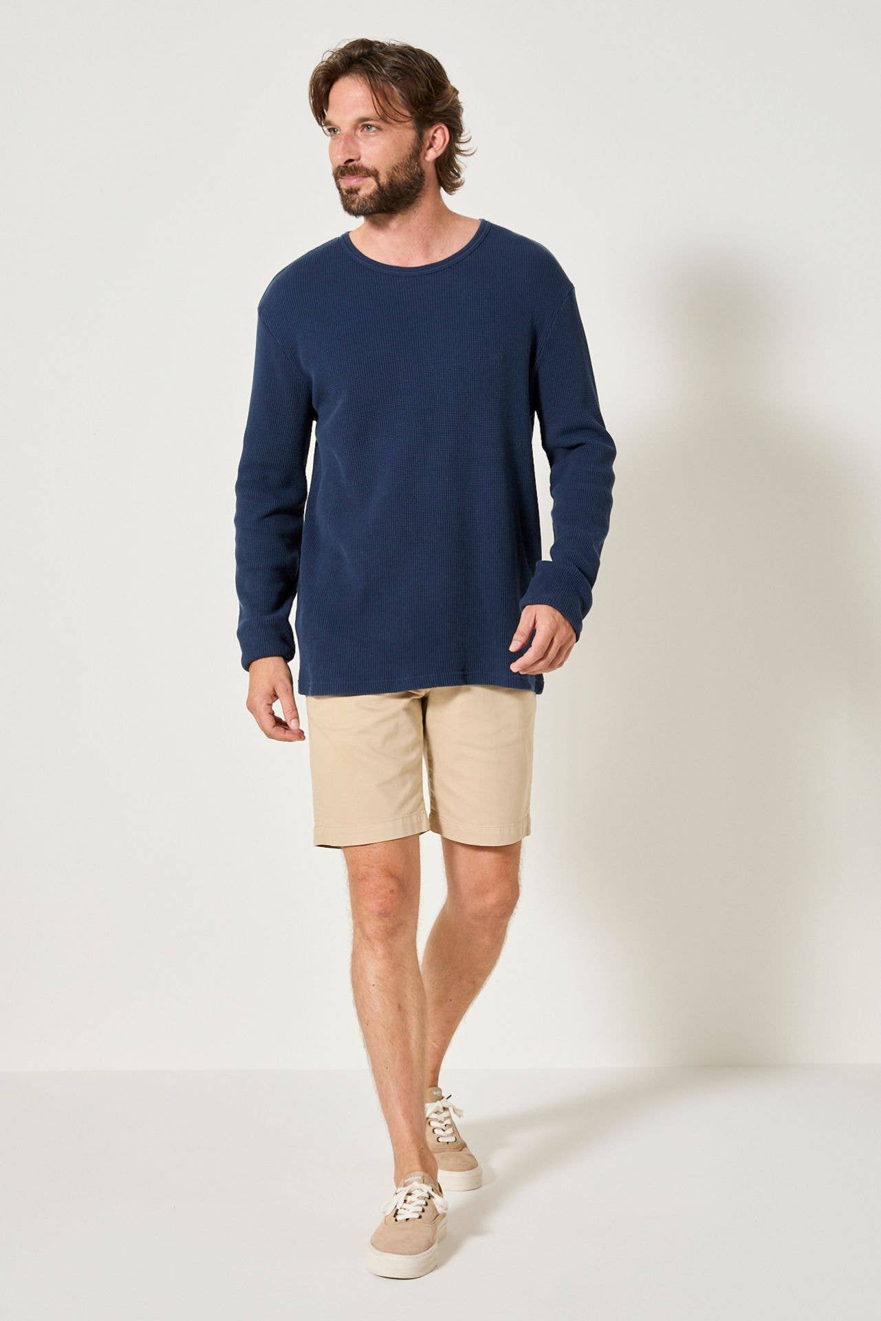 T-shirt Ben in cotone biologico goffrato blu marino