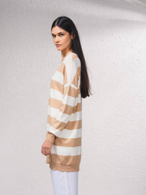 Cardigan oversize a righe in maglia fine
