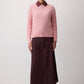 Maglione in maglia a trecce con colletto a contrasto