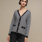 Cardigan in maglia a spina di pesce con bottoni