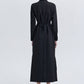 Abito maxi in crêpe nero con cintura e collo alto