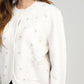 Cardigan Natalia écru con ricamo di perle
