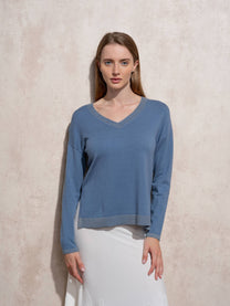 Maglione in maglia lurex con scollo a V