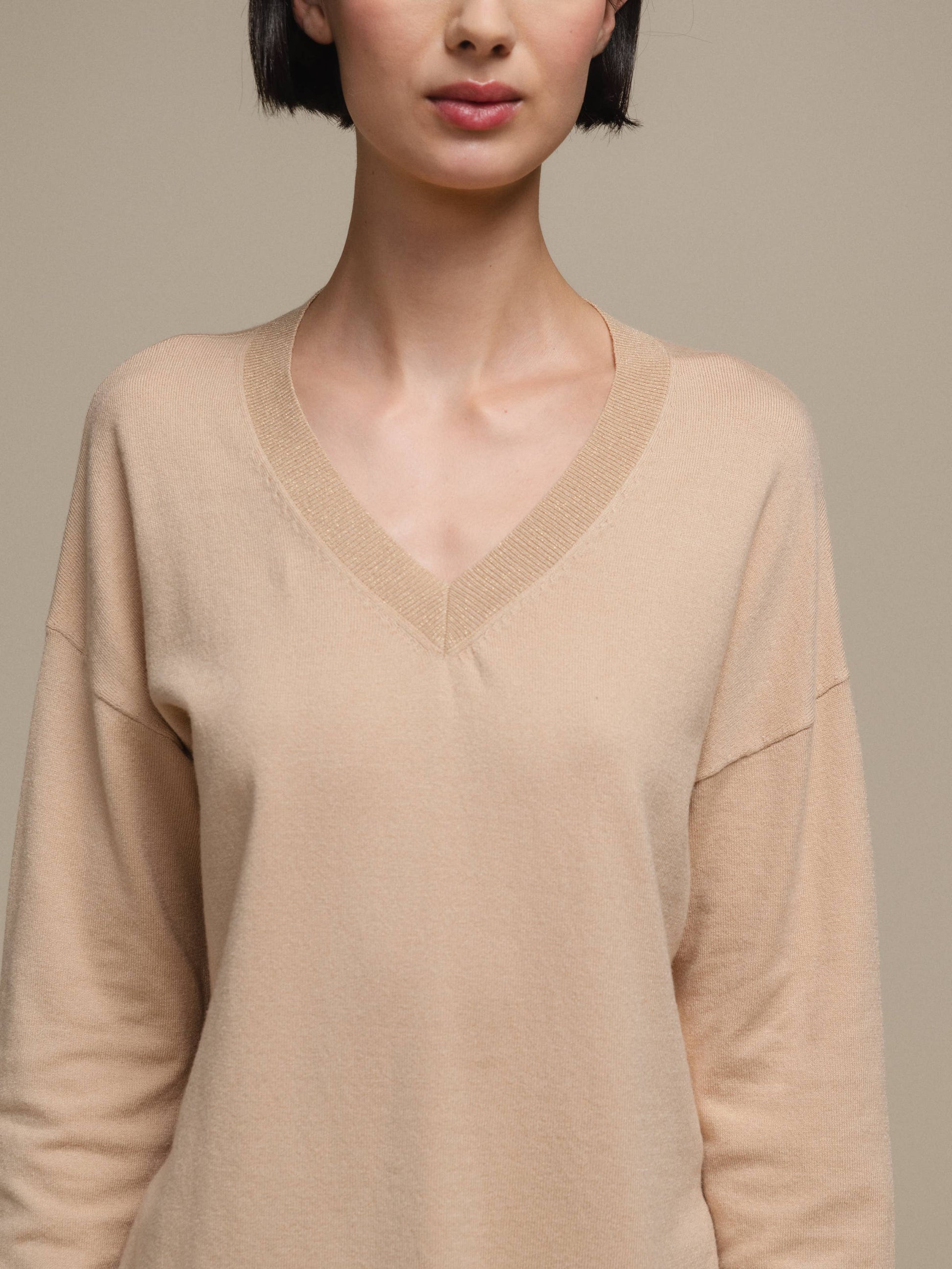 Maglione in maglia scollo a V con dettagli lurex