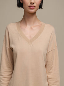 Maglione in maglia scollo a V con dettagli lurex