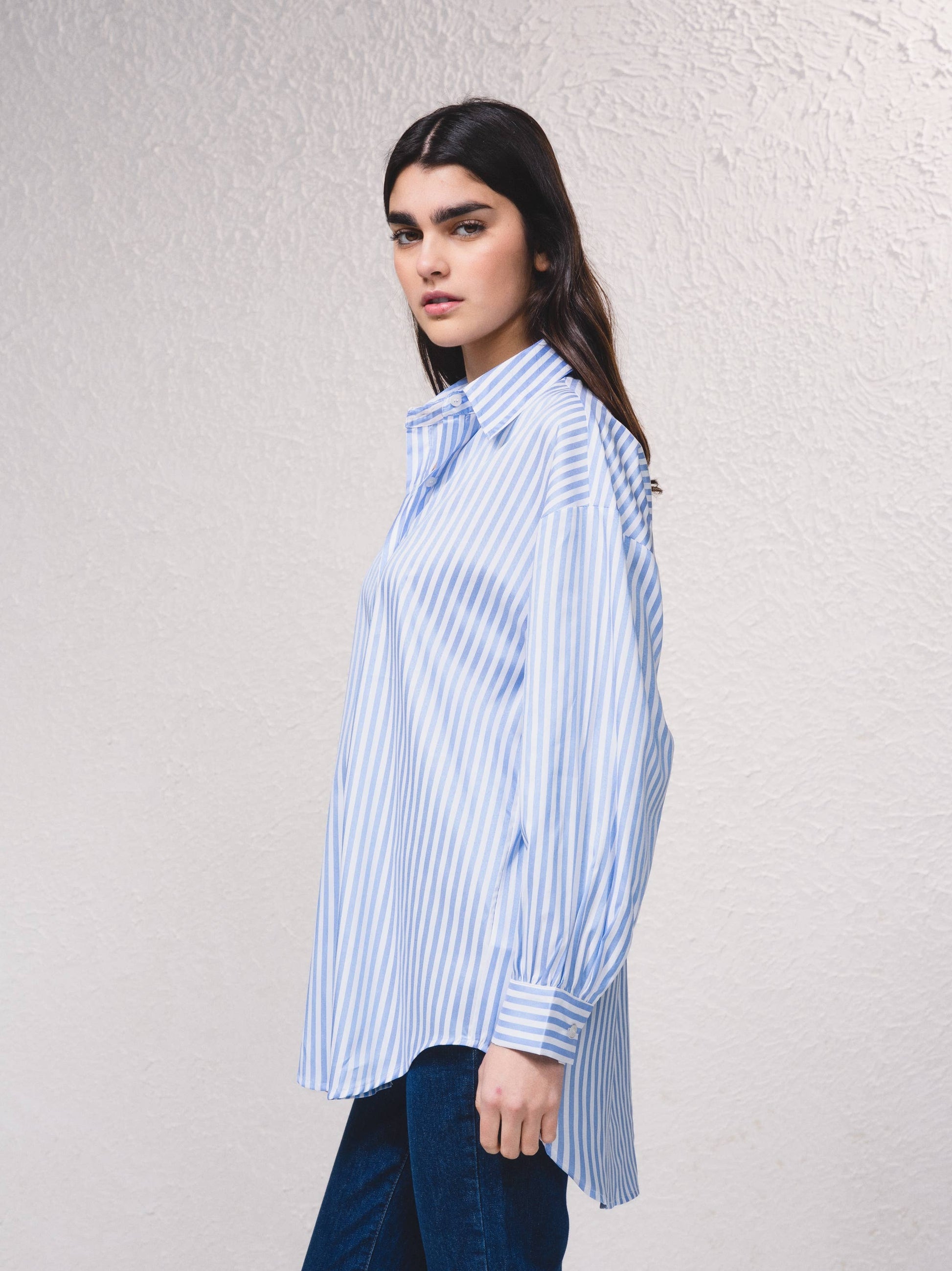 Camicia oversize a righe con bottoni