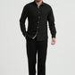 Camicia slim fit nera con dettagli tartan