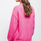 Maglione in maglia a trecce fucsia