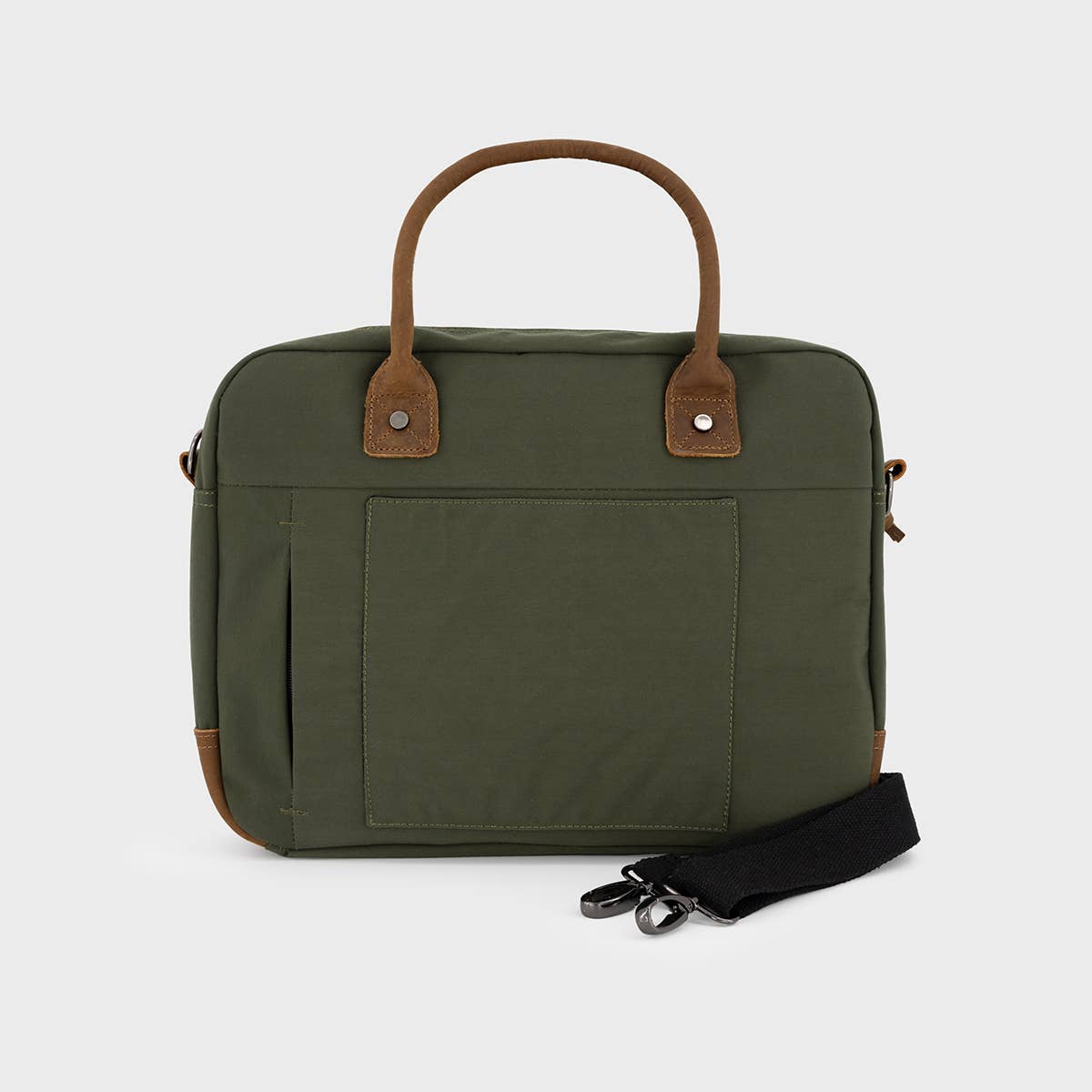 Borsa porta laptop khaki con zip arancione