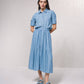 Gonna midi in denim leggero con bottoni frontali