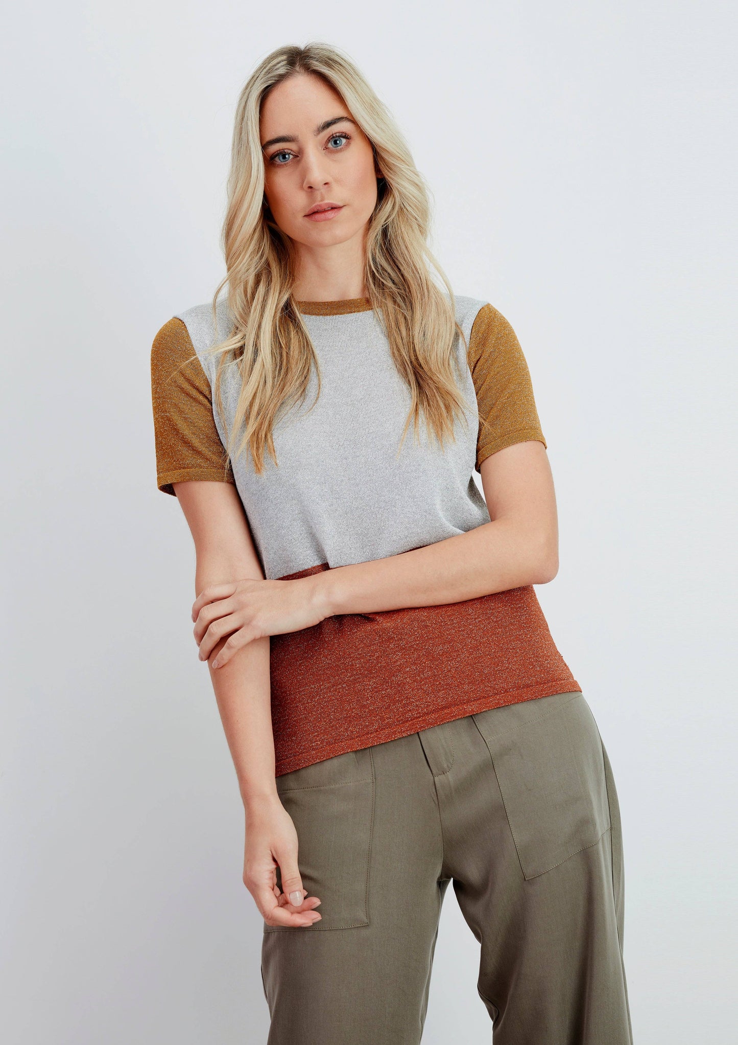 Maglia in rete lurex bicolor