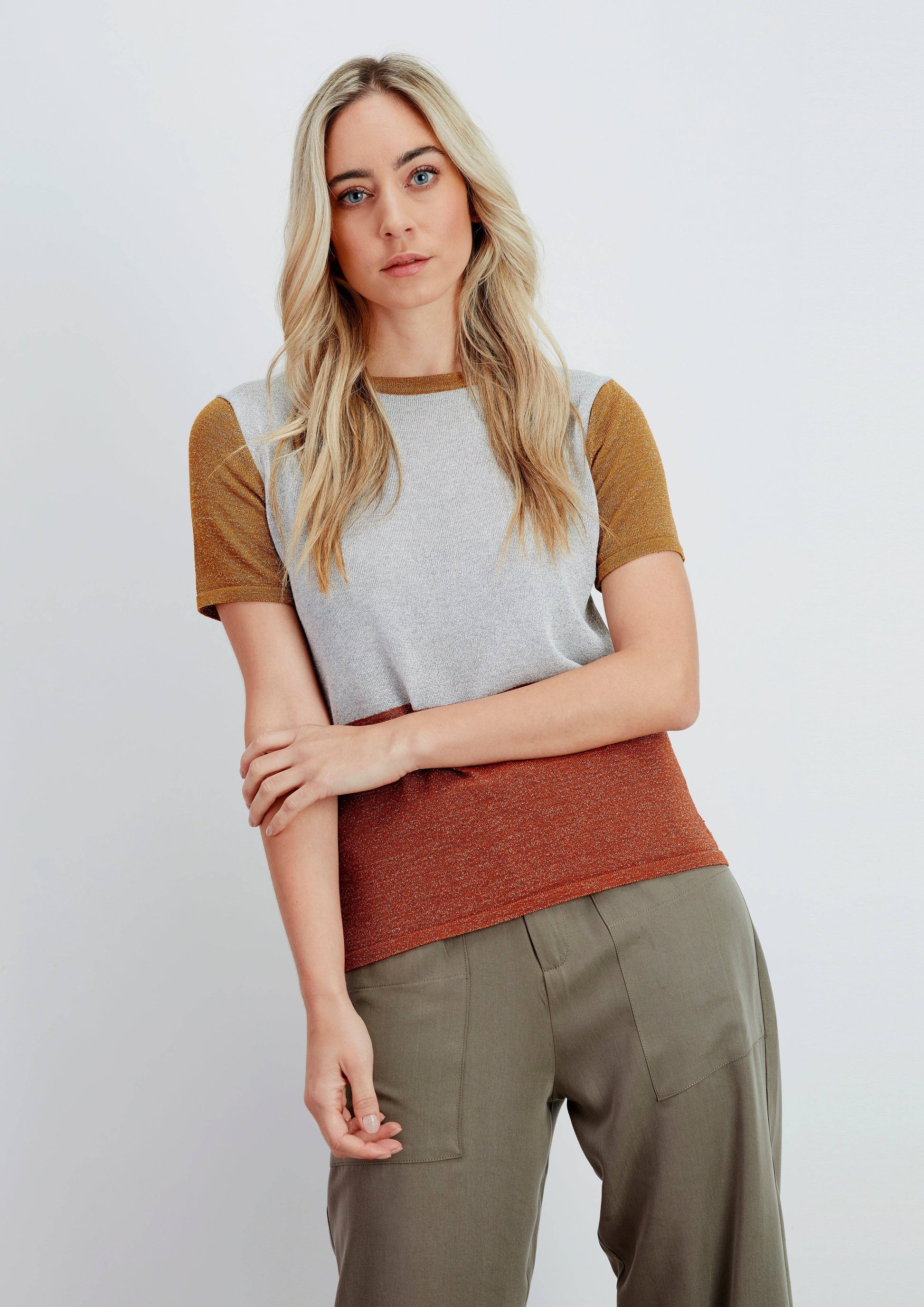 Maglia in rete lurex bicolor