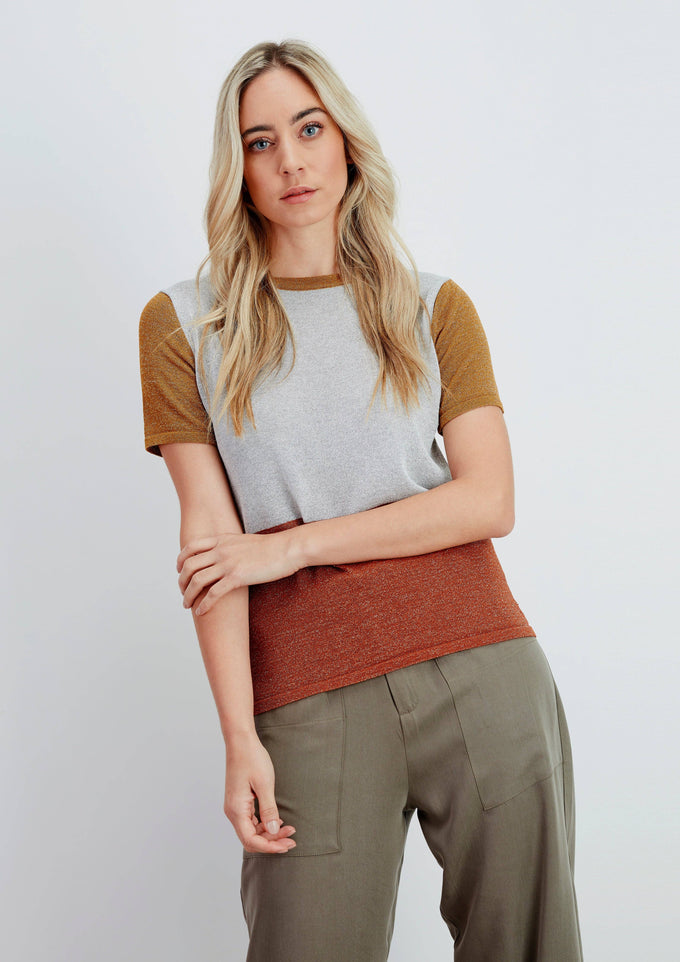 Maglia in rete lurex bicolor