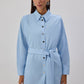 Camicia lunga in popeline con cintura