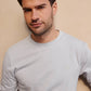 T-shirt uomo a maniche lunghe in cotone biologico blu/grigio