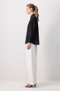 Camicia essenziale oversize in viscosa con tasca