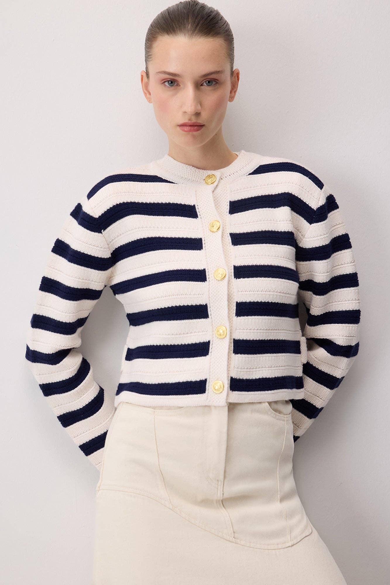Cardigan in maglia a righe