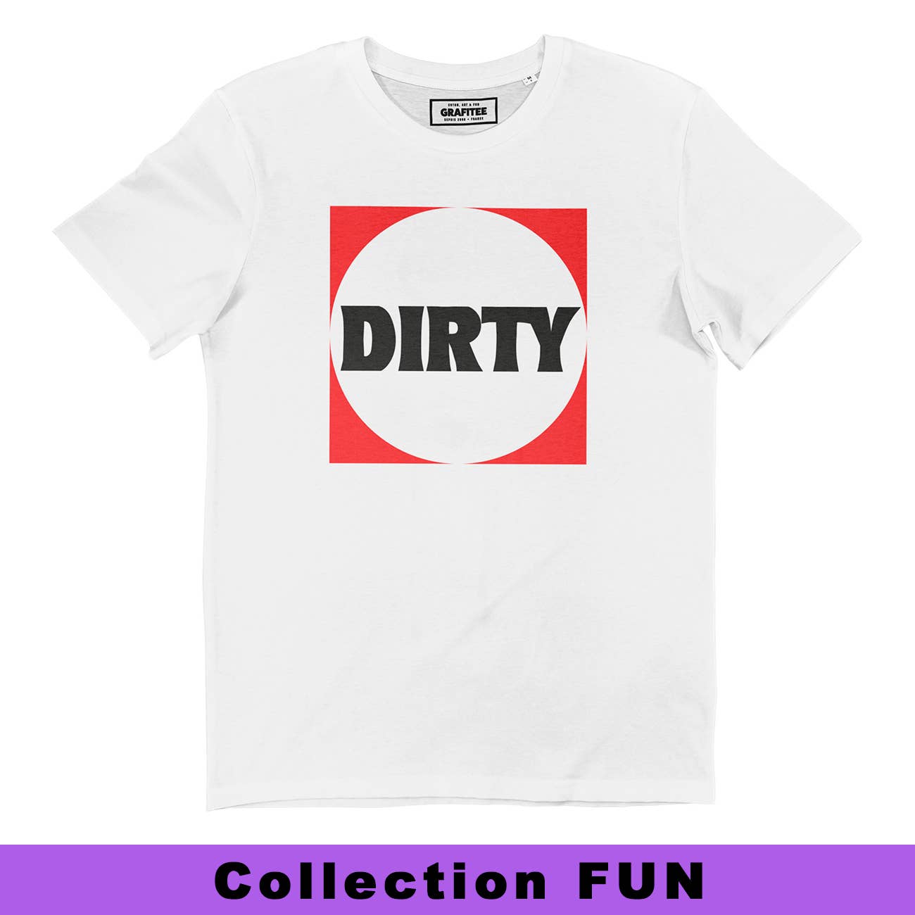 T-shirt Dirty con logo divertente in cotone biologico