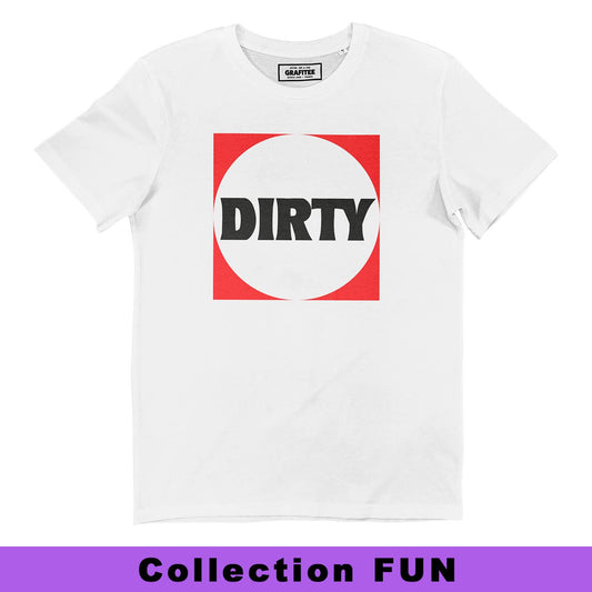 T-shirt Dirty con logo divertente in cotone biologico