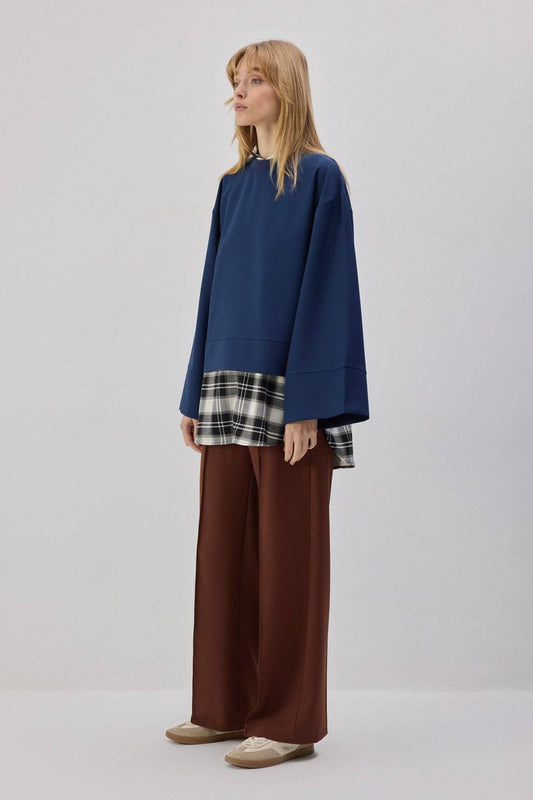 Top oversize blu navy in poliestere