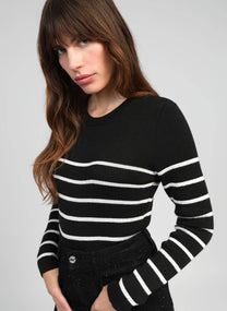 Maglione Leluxie nero a righe metallizzate