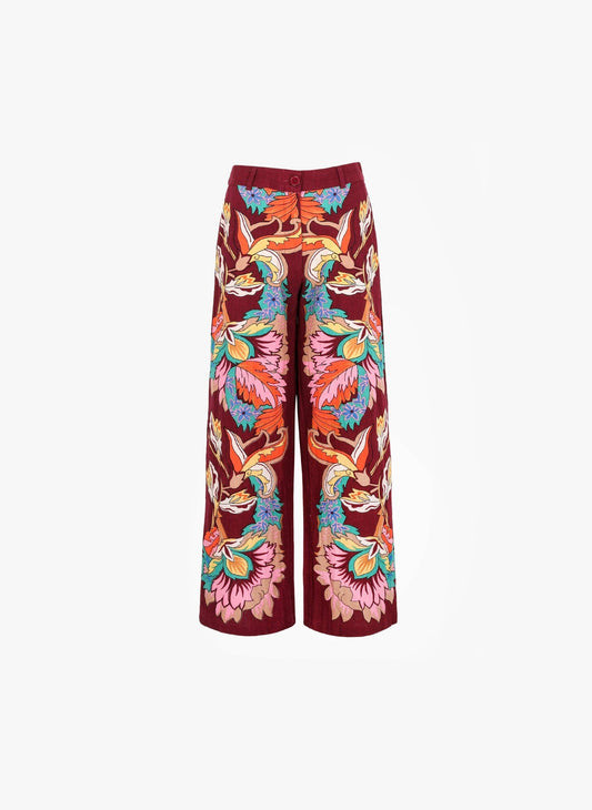 Pantaloni Rossy a vita alta con stampa Pachina Cherry