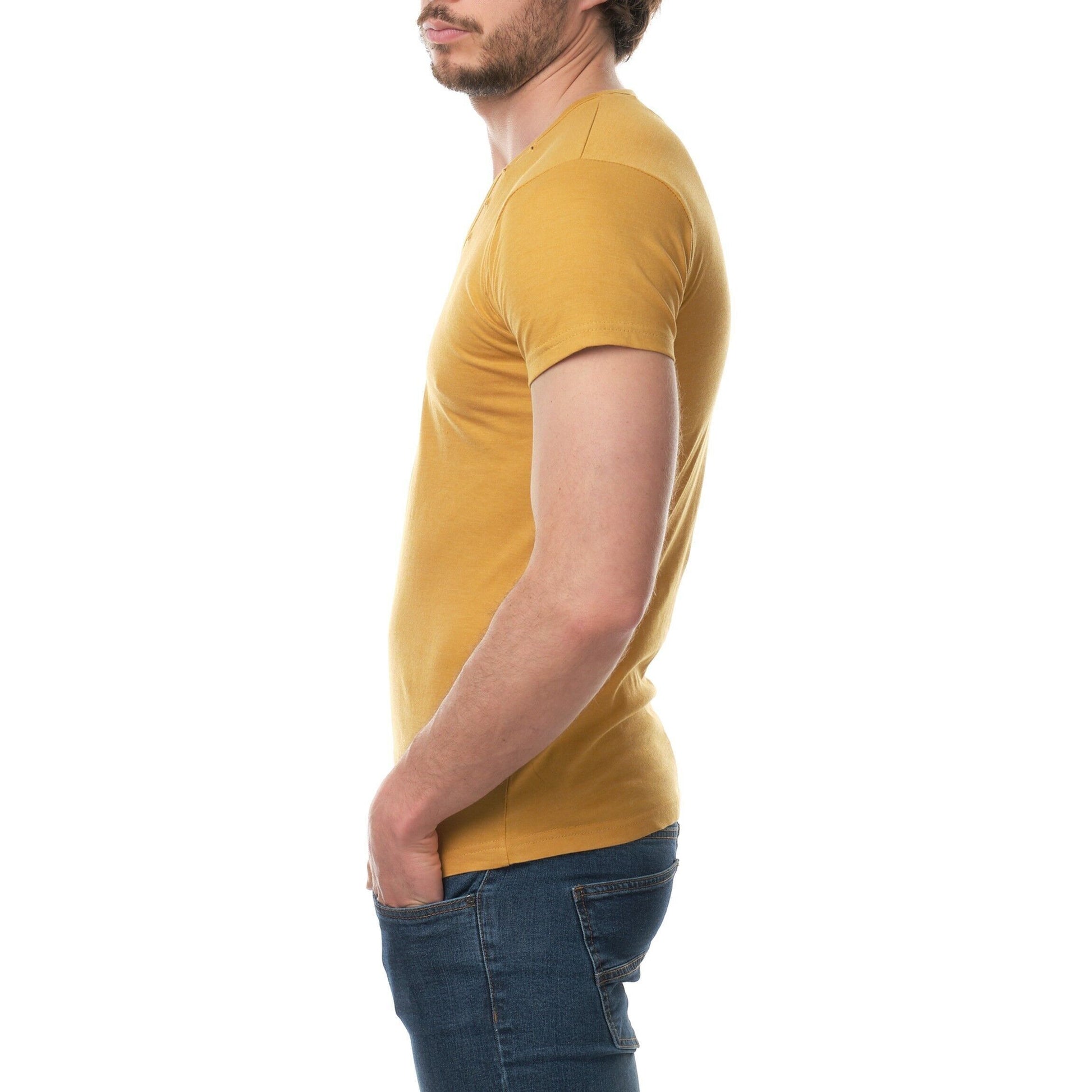 T-shirt uomo in cotone con scollo a goccia e bottoni
