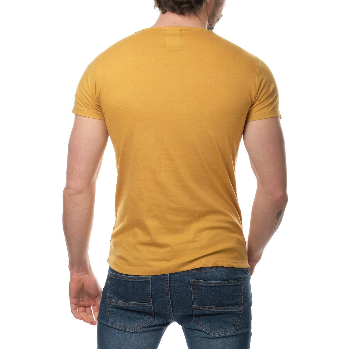 T-shirt uomo in cotone con scollo a goccia e bottoni