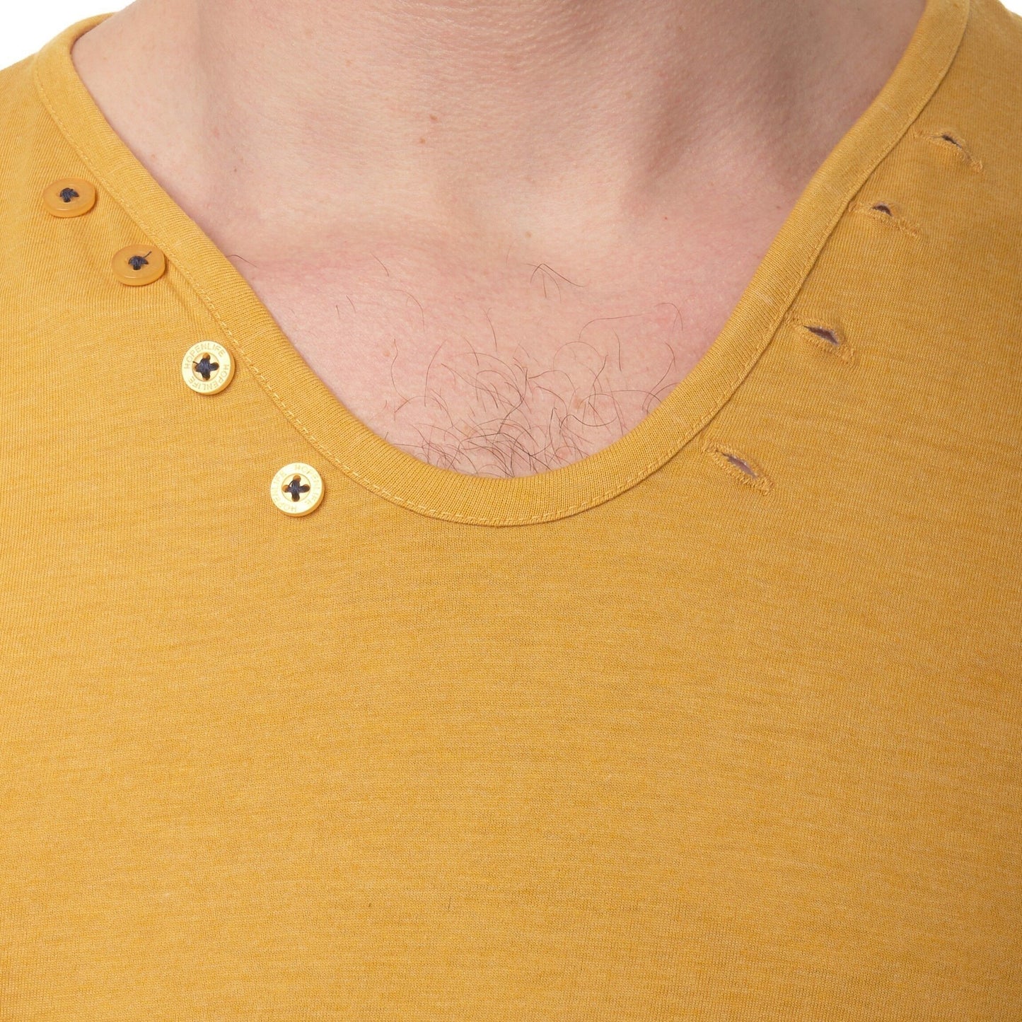 T-shirt uomo in cotone con scollo a goccia e bottoni