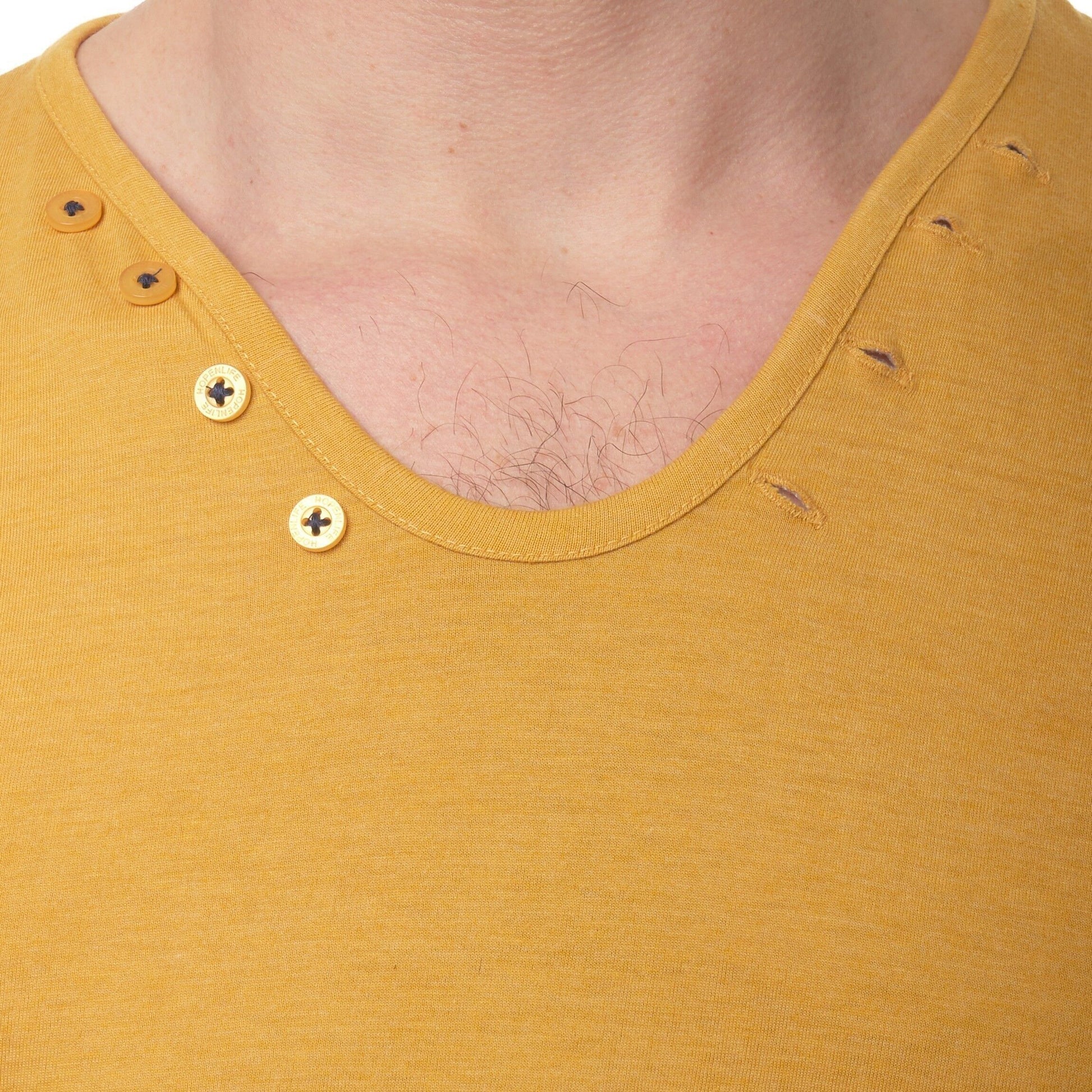 T-shirt uomo in cotone con scollo a goccia e bottoni