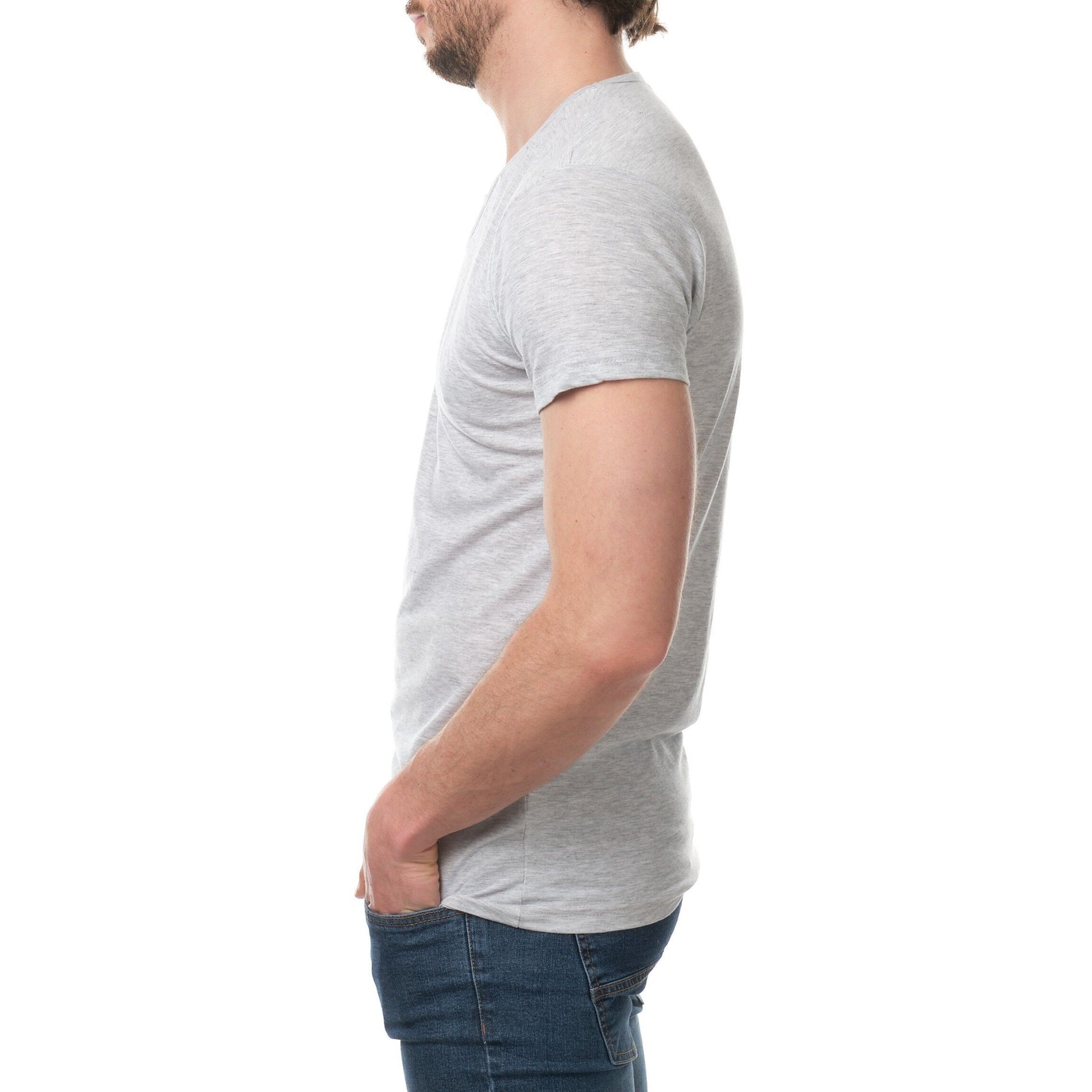 T-shirt uomo grigia in cotone con scollo a goccia e bottoni