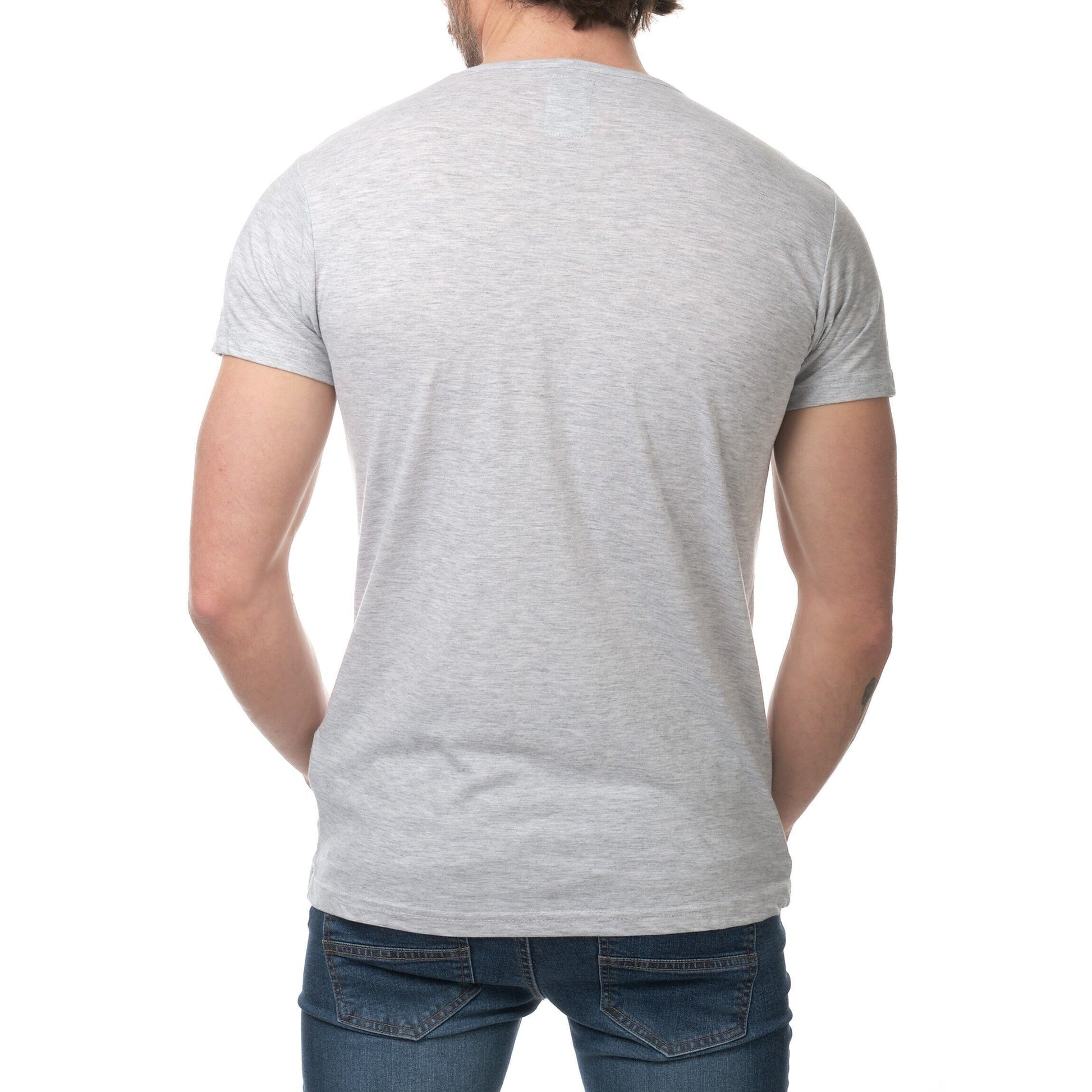 T-shirt uomo grigia in cotone con scollo a goccia e bottoni