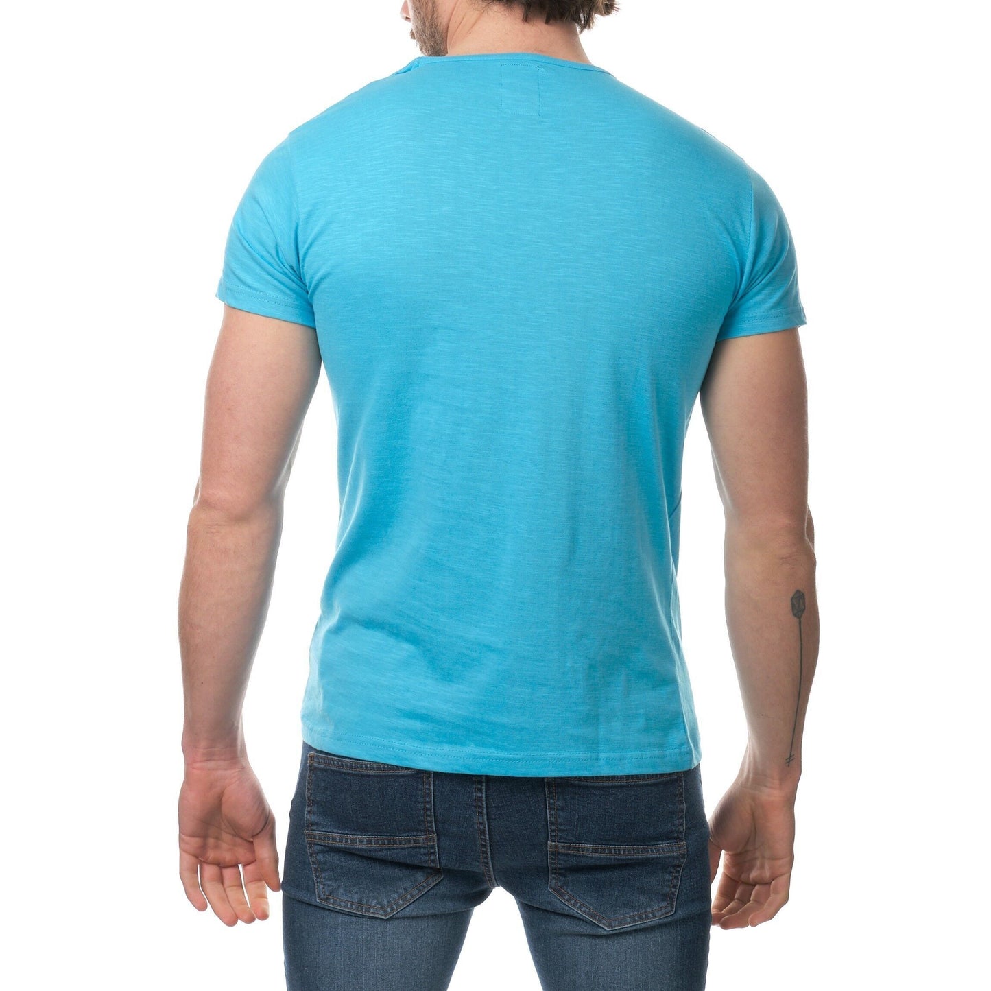 T-shirt Uomo Turchese in Cotone con Bottoni